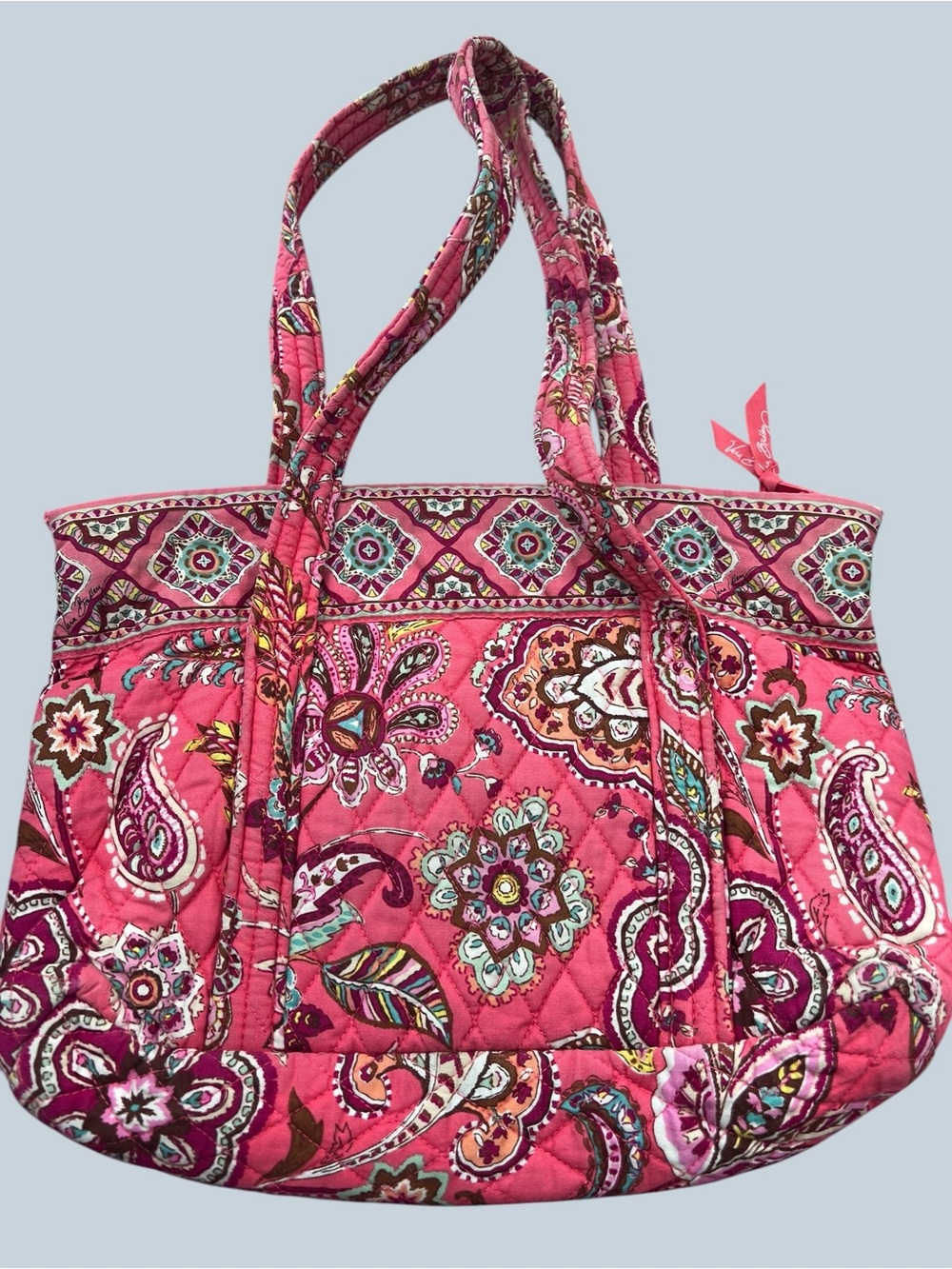 Vera Bradley call Me Coral Pink Quilted Paisley Tote Bag